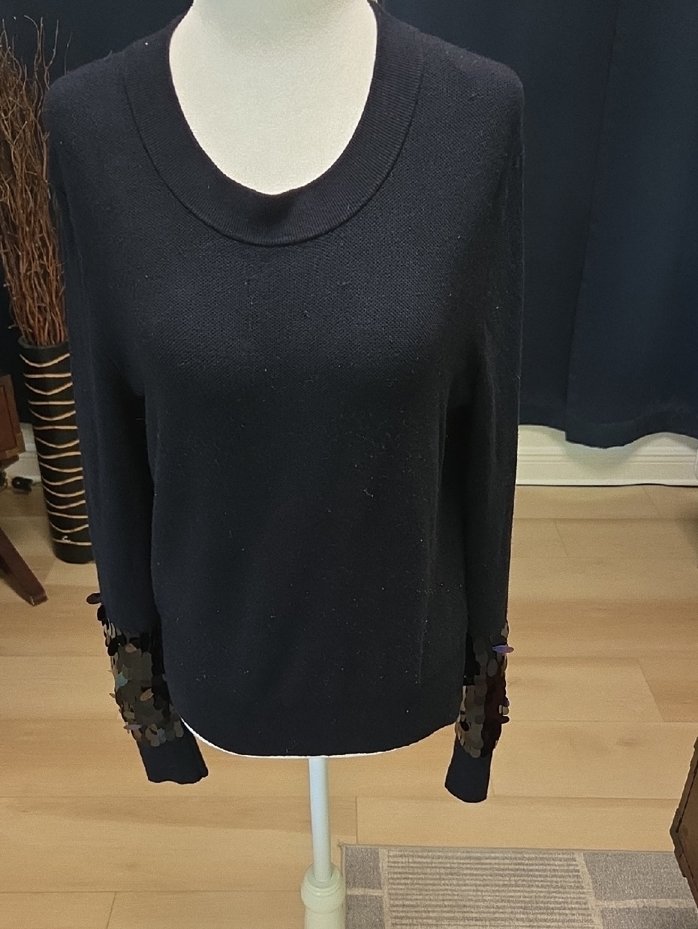 Zara‎ Black Sweater with Iridescent Sequin Cuffs